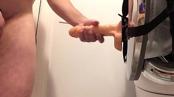 Preview 1 of Aunuka Butt - Clothes dryer helps bi guy ride a big dildo