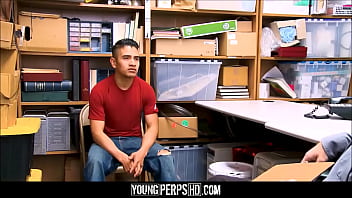Preview 1 of Teen Hijab Glasses - Straight Latino Twink Shoplifter Tied Up &amp_ Fucked By White Security Officer