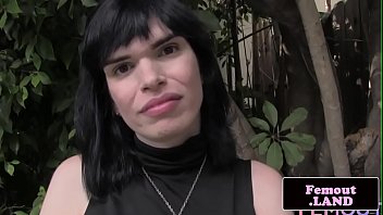 Preview 1 of Gay Dildo Baby - Masturbating trap jerking off nicely outdoors