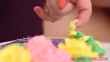 Preview 1 of Vrfvbkraq - Sexy BBW Tiffany Star Eats and Smushes Cake all Over Fat Body