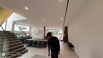Preview 1 of Student Spy Toilet Sex - VRB Gay Black Sweaty Tony Genius Deepthroats and Rides a White Dick in VR Porn