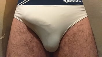 Preview 2 of Young 9 Year - Pau duro pulsando na cueca com mala marcada