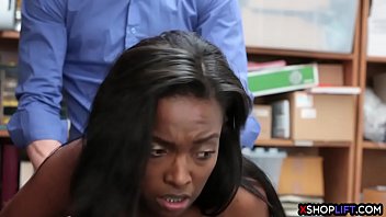 Preview 4 of Rra Y - Ebony busty shoplifter teen got fucked to cover her BF
