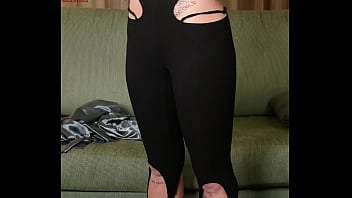 Preview 3 of Chodam Chadi Choda - Photoshoot with Hazel Ash modeling a shiney button down with yoga pants / leggings