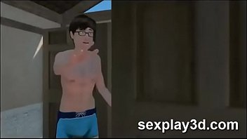 Preview 1 of Old Brazilian Hairy - Busty blonde hentai big tits with 2 guys