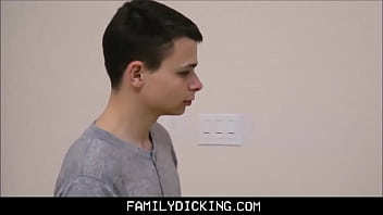 Preview 1 of Katarin Wolf - Small Twink Stepson Xanders And His Stepdad Watch Sports Together Then Fuck - Austin Lock