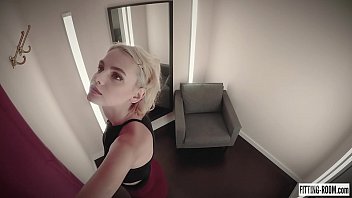 Preview 1 of Alta Peru 3 - Teen blonde Ariel gets horny in a lingerie fitting room wearing stockings