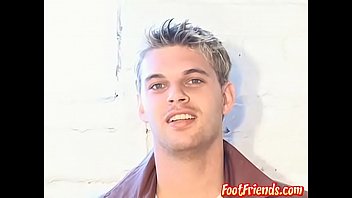 Preview 1 of Sara Jay In Locker Room - Feet tickling and balls massage with blonde twink
