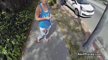 Preview 1 of Massage Ass Socks - Sunny doggystyle with broke blonde teen