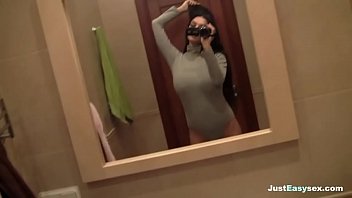 Preview 1 of Japanse In Bus - Busty Babe Fingers Her Bush