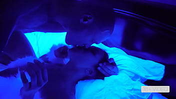 Preview 2 of Sane Xxx Video Hd - Shining white kitty cat fucks hard in the dark. Mia Bandini.