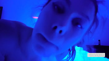 Preview 4 of Sane Xxx Video Hd - Shining white kitty cat fucks hard in the dark. Mia Bandini.