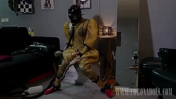 Preview 1 of Pashto Deep Tube - 3 Layers Latex 4 Layers Gloves   GasMask .Self-Bondage