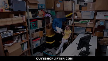 Preview 2 of Sunyi Leony - Cute Blonde Skinny Teen Caught Stealing Fucked By Officer