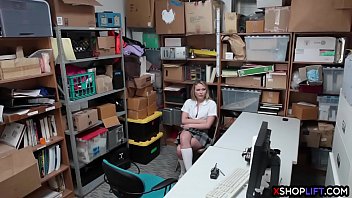 Preview 1 of College Girl Complete Video - Blonde petite teen busted and banged by a security guy