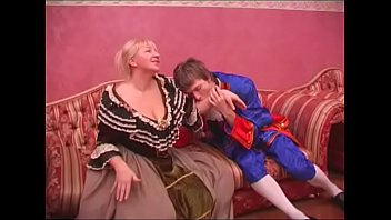 Preview 1 of Gigantic Bbw - retro dress for busty russian mature with young guy