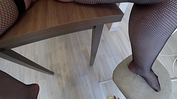 Preview 4 of Iadna Sex Mms - Mature milf with big tits and a juicy ass girlfriend fucked with a cucumber on the table,  lesbians.