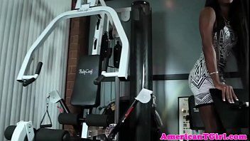 Preview 2 of In Gele - Black trans babe masturbating at the gym