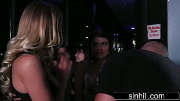 Preview 1 of Leah Gott Fucked Outdoors - Lucky Bouncer Fucks Two Hot Chicks - Adria Rae,  Natalia Starr