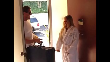 Preview 1 of Jessica Jaes - Fit hunk gives blonde babe a massage then she sucks his tool