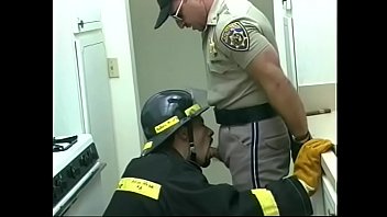 Preview 4 of Perfect Body Blondie - Gay fireman sucks cock of police officer then he returns the favor