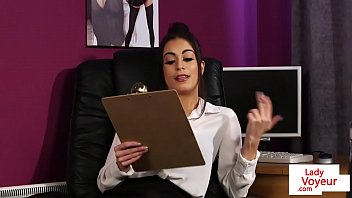Preview 2 of Rxpxzlnrr - British CFNM office babe instructs jerkoff