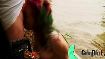 Preview 4 of Xxx Park Students - Mermaid swallows more than 26 cumloads Splash to survive on land