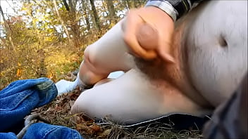 Preview 3 of China Age 30 - Jerking off in the woods naked outdoors