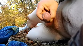 Preview 1 of China Age 30 - Jerking off in the woods naked outdoors
