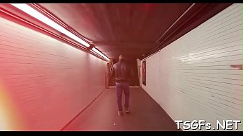 Preview 1 of Old Bbc Vs Teen - Avid shemale gives a throat job and then gets ass pounded