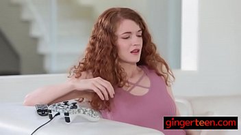 Preview 2 of Indian Slip Mom Pus - Ginger teen earns money for videogames by being fucked hard