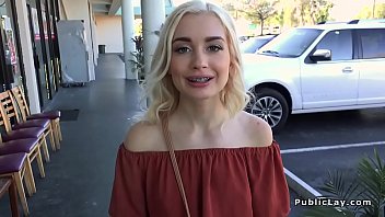 Preview 2 of Dog Buns Xxx Video - Blonde teen rides cowgirl in public