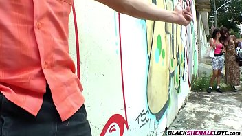 Preview 1 of Annesini Banyoda Zorla - Tighty guy sucks a ebony shemales huge fat long cock