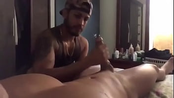 Preview 1 of Wifi Amazing - Mucled Bearded Tattooed Guy Sucking His Macho&#039_s Dick