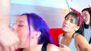 Preview 1 of Most Xec - purple-haired girl gives some very dirty blowjobs