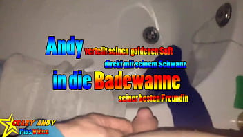 Preview 1 of Slim Small Hard - Andy pisst einfach in die Badewanne der besten Freundin (heimlich)