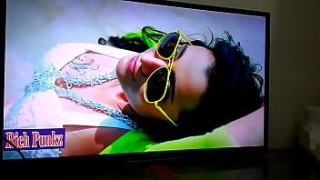 Preview 1 of Afrikan Sex Movie - Fucking Trisha on TV cum shot