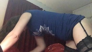 Preview 3 of Rush German - 242 - French Slut Clothed in Blue Cotton Dress,  Satin Panties,  Garter Belt,  High Heels,  Blowjob,  Rimming,  Doggystyle - ANAL PLUG -  and Facial Cumshot