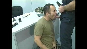Preview 1 of Veronica Vain Casting - Horny cop getting ass licked and cock sucked by a soldier and returns favor