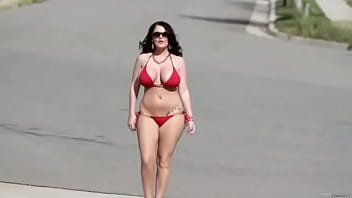 Preview 1 of Maria Ozawa Shy Naked - Sophie dee in red bikini walks on road