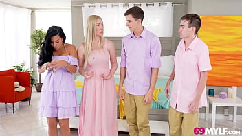 Preview 1 of Sunny Leone Hard Masturb - Lovely Milfs Create Special Memories For Easter With Their Stepsons