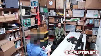 Preview 1 of Girl Tied Spreadeagle - Cute Asian Shoplifter Jade Noir Busted By Cop