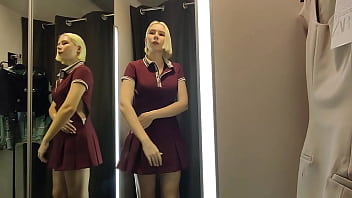 Preview 1 of Bol Konusmali - Seducing you in a fitting room. Sexy try on transparent clothes in the fitting room