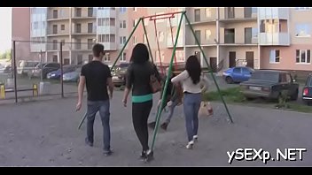 Preview 1 of Teaching Girls How To Masterbat - 2 ladies jump on hard ramrods