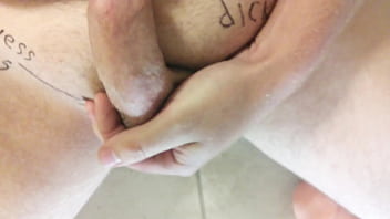Preview 3 of Nudis Bath River - beating worthless balls with big dildo light cbt