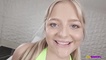 Preview 1 of 728 Jacks Giant Juggs - Blonde Teen INCREDIBLE BBC Interracial Blowjob