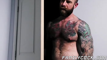 Preview 2 of First Sex Virgin Japanese Girl - Bear Stepdaddy raw fucks his twink stepson and creaming his ass