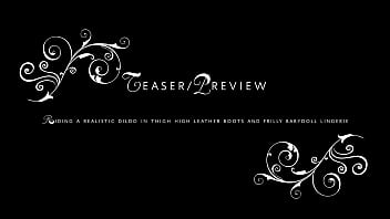 Preview 1 of Tamilxxx Aunty - Riding dildo mirror thigh high leather boots frilly lingerie lucywants TEASER