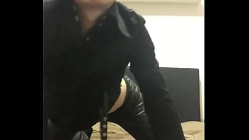 Preview 1 of Seachtipy Sex - Aussie boy in leather strips slutty shakes ass and cock