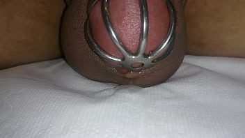 Preview 2 of Nude Beach Dreams Swingers - cumming in chastity device with vibrating egg , hand free cum shot , cock cage cum